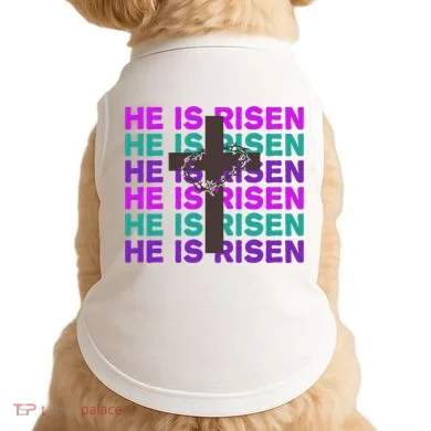 He Is Risen Retro Cross Easter Doggie Tank