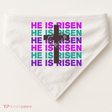 He Is Risen Retro Cross Easter USA-Made Doggie Bandana