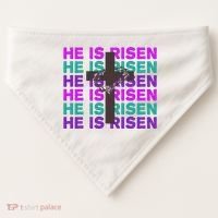 He Is Risen Retro Cross Easter USA-Made Doggie Bandana thumb 0