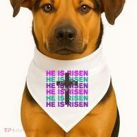 He Is Risen Retro Cross Easter USA-Made Doggie Bandana thumb 1