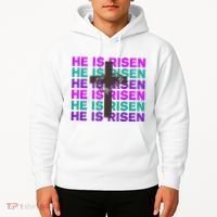 He Is Risen Retro Cross Easter Hoodie thumb 2