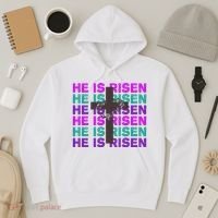 He Is Risen Retro Cross Easter Hoodie thumb 3