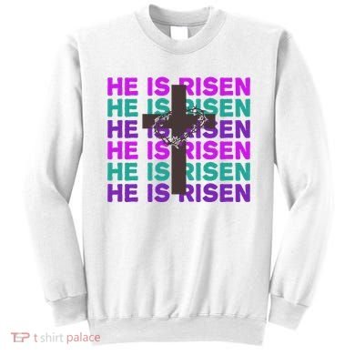 He Is Risen Retro Cross Easter Sweatshirt