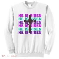 He Is Risen Retro Cross Easter Sweatshirt thumb 0