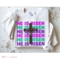 He Is Risen Retro Cross Easter Sweatshirt thumb 2