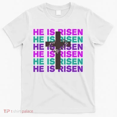 He Is Risen Retro Cross Easter T-Shirt