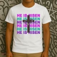 He Is Risen Retro Cross Easter T-Shirt thumb 3