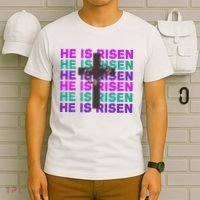 He Is Risen Retro Cross Easter T-Shirt thumb 6
