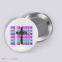 He Is Risen Retro Cross Easter Button thumb 0