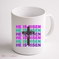 He Is Risen Retro Cross Easter Coffee Mug thumb 1