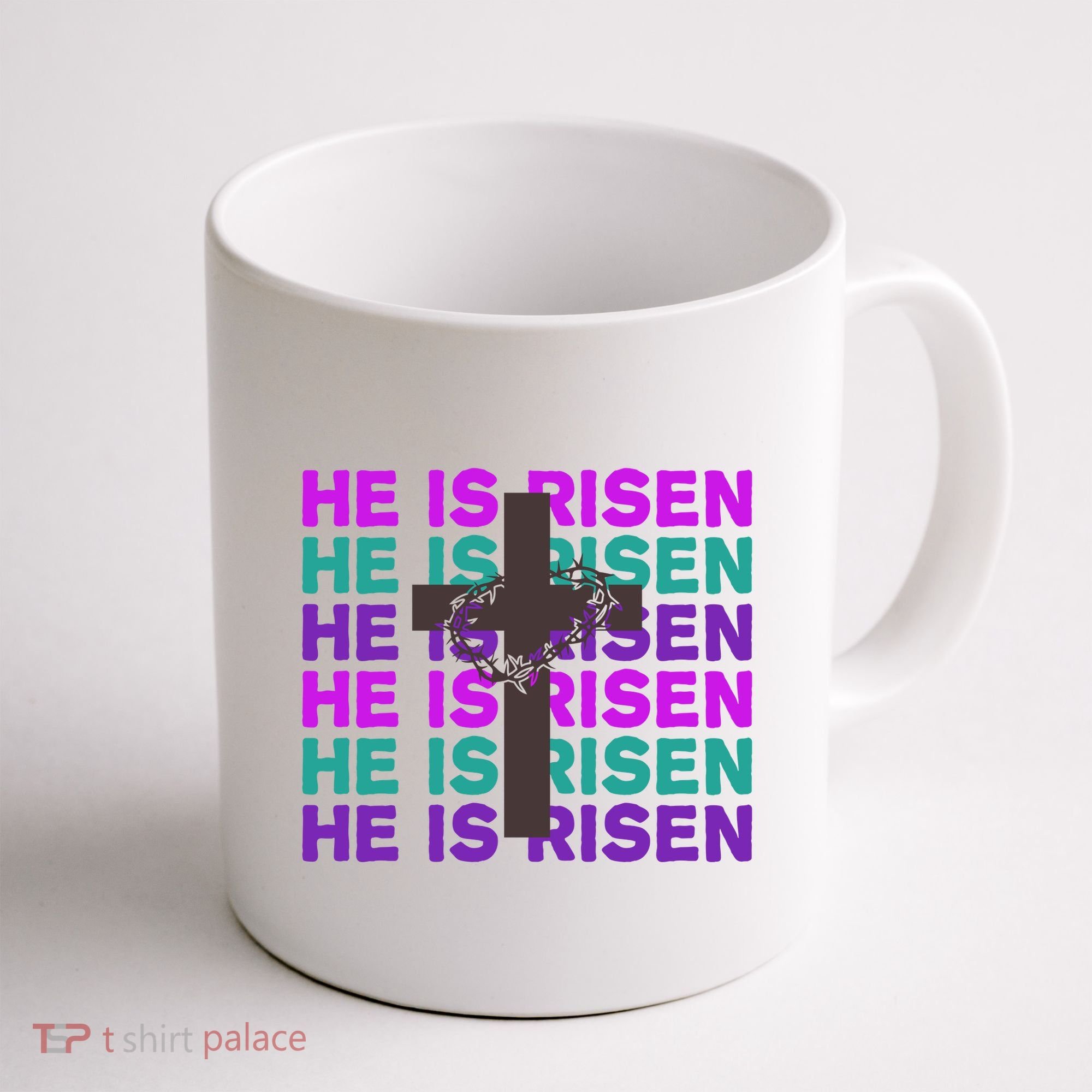 He Is Risen Retro Cross Easter Coffee Mug