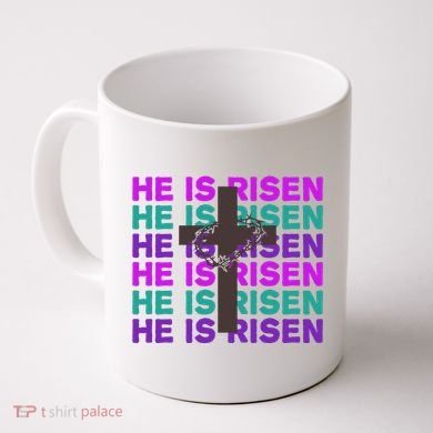He Is Risen Retro Cross Easter Coffee Mug