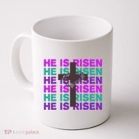 He Is Risen Retro Cross Easter Coffee Mug thumb 0