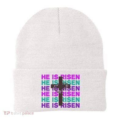 He Is Risen Retro Cross Easter Beanie