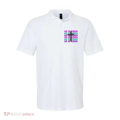 He Is Risen Retro Cross Easter Polo