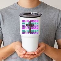 He Is Risen Retro Cross Easter Tumbler thumb 2
