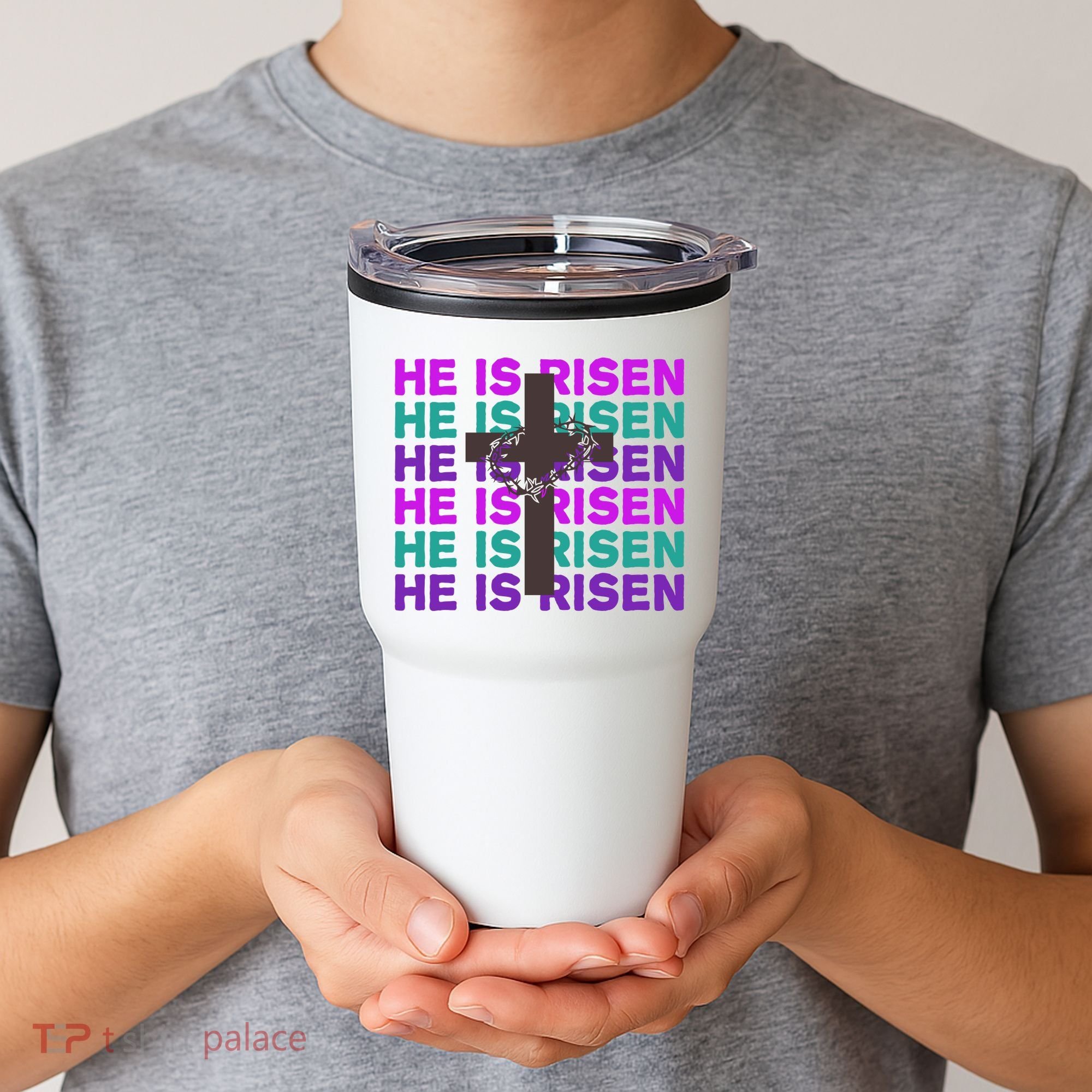 He Is Risen Retro Cross Easter Tumbler