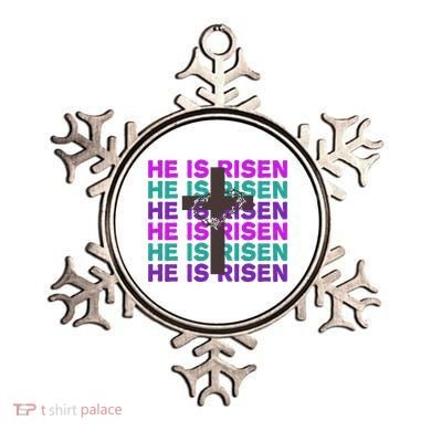 He Is Risen Retro Cross Easter Ornament