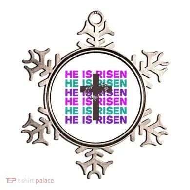 He Is Risen Retro Cross Easter Ornament
