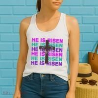 He Is Risen Retro Cross Easter Women's Tank Top thumb 2