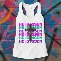 He Is Risen Retro Cross Easter Women's Tank Top thumb 3
