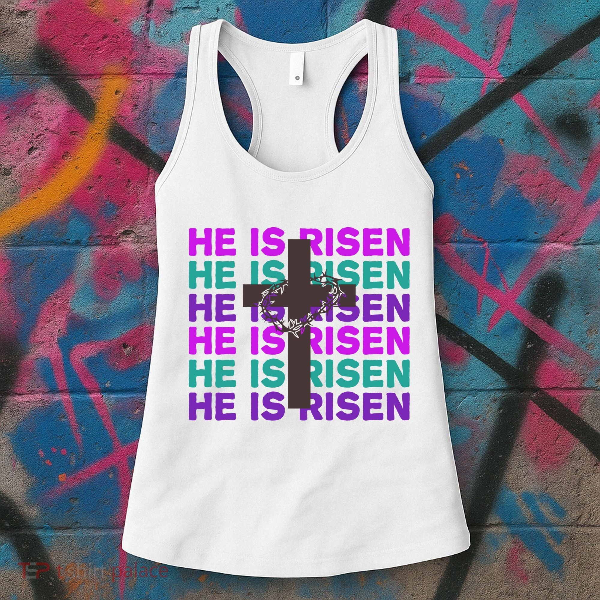 He Is Risen Retro Cross Easter Women's Tank Top