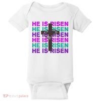 He Is Risen Retro Cross Easter Baby Bodysuit thumb 0