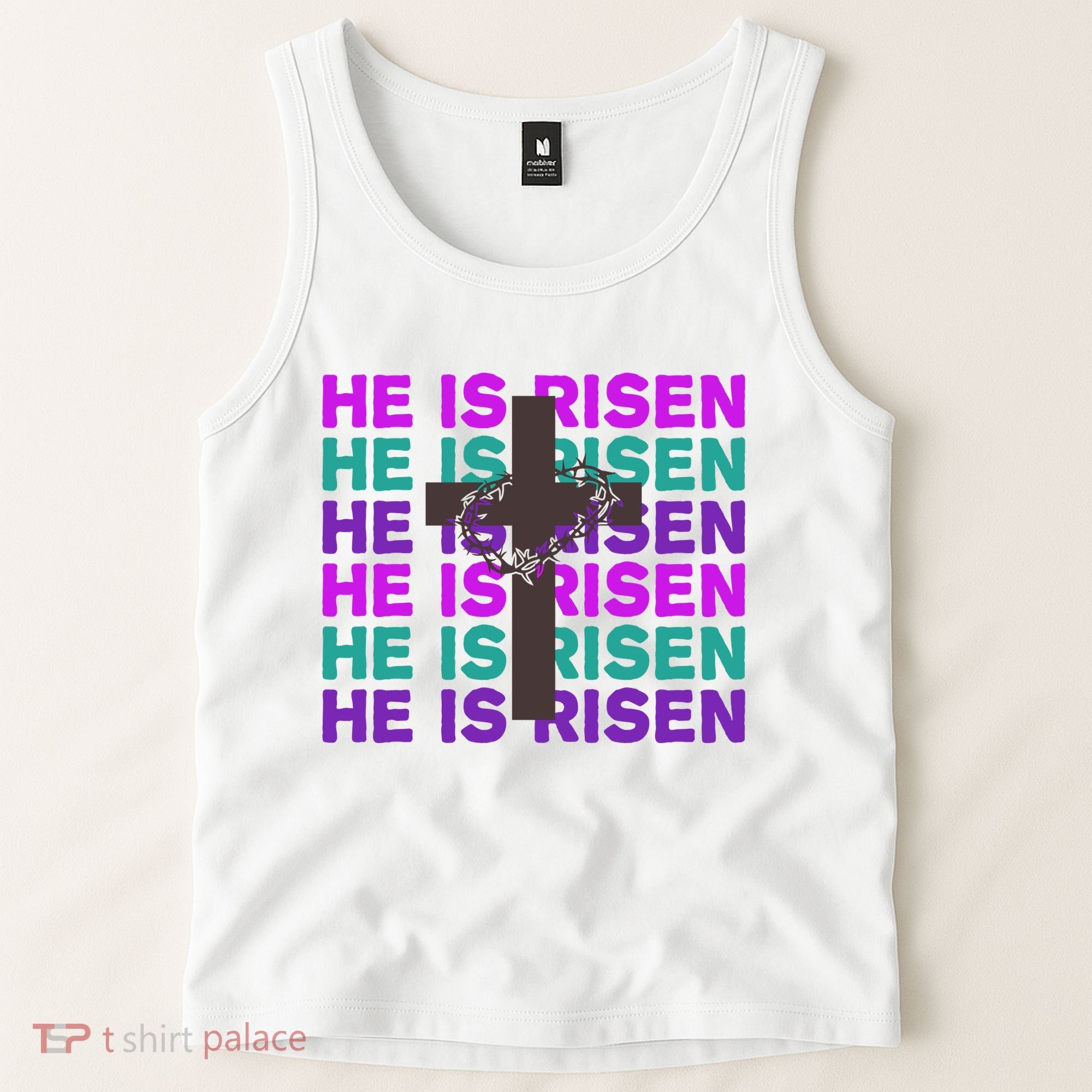 He Is Risen Retro Cross Easter Tank Top