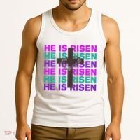 He Is Risen Retro Cross Easter Tank Top thumb 3