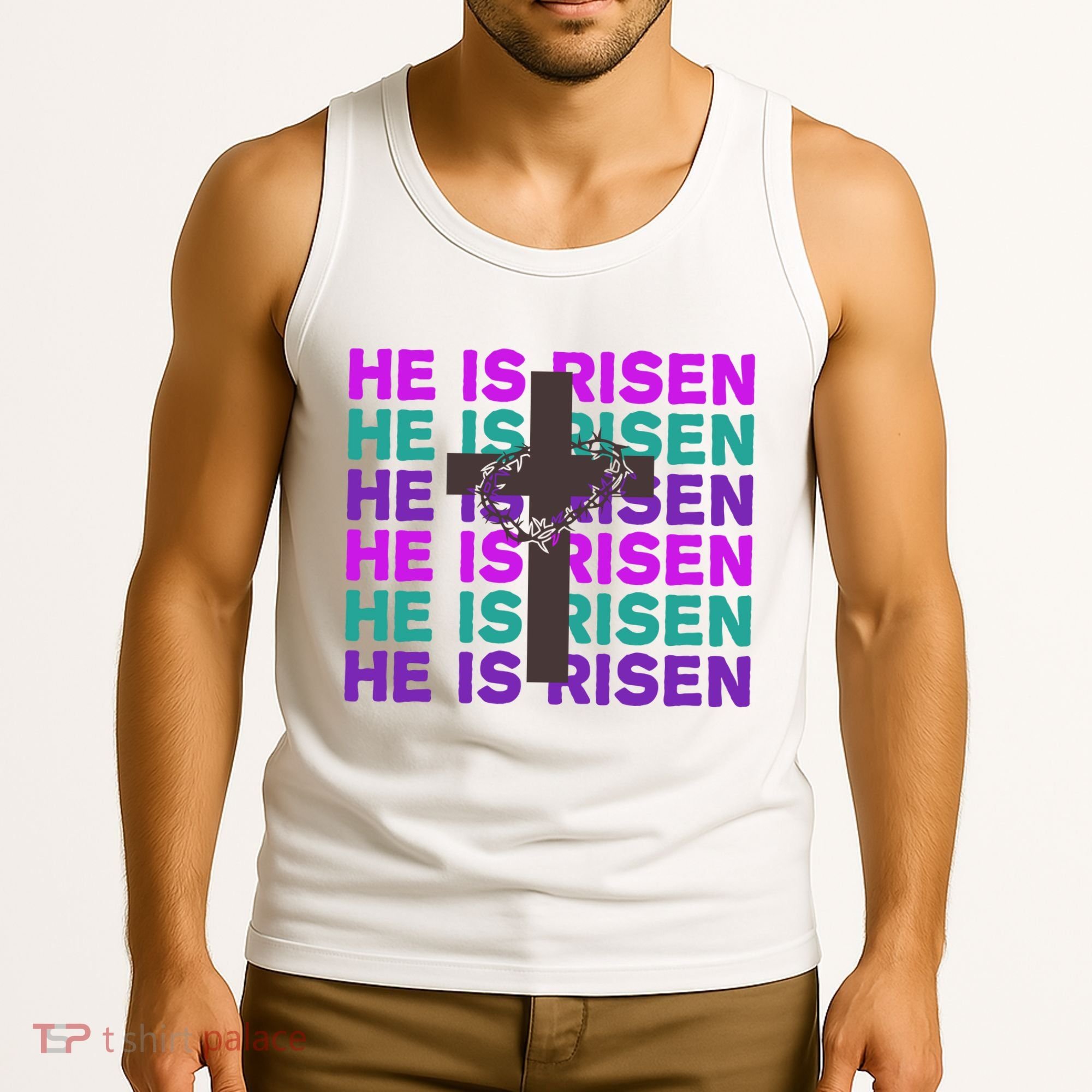 He Is Risen Retro Cross Easter Tank Top