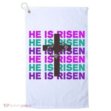 He Is Risen Retro Cross Easter Golf Towel