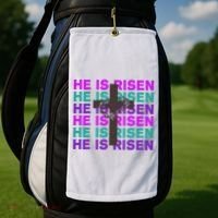 He Is Risen Retro Cross Easter Golf Towel thumb 2