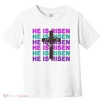 He Is Risen Retro Cross Easter Toddler T-Shirt thumb 0