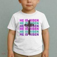He Is Risen Retro Cross Easter Toddler T-Shirt thumb 2