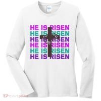 He Is Risen Retro Cross Easter Women's Long Sleeve Shirt thumb 0