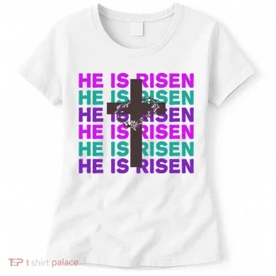 He Is Risen Retro Cross Easter Women's T-Shirt