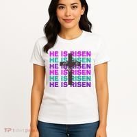 He Is Risen Retro Cross Easter Women's T-Shirt thumb 4