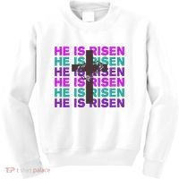 He Is Risen Retro Cross Easter Kids Sweatshirt thumb 0