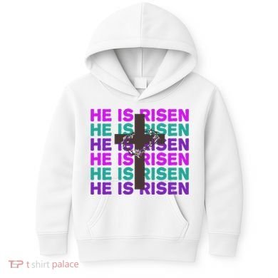 He Is Risen Retro Cross Easter Kids Hoodie