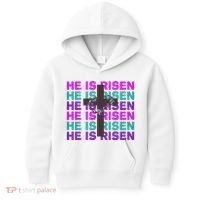 He Is Risen Retro Cross Easter Kids Hoodie thumb 0