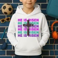 He Is Risen Retro Cross Easter Kids Hoodie thumb 2