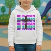 He Is Risen Retro Cross Easter Kids Hoodie thumb 3