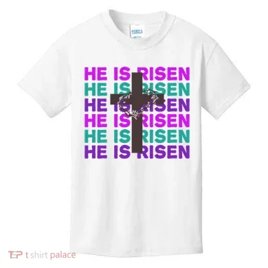 He Is Risen Retro Cross Easter Kids T-Shirt