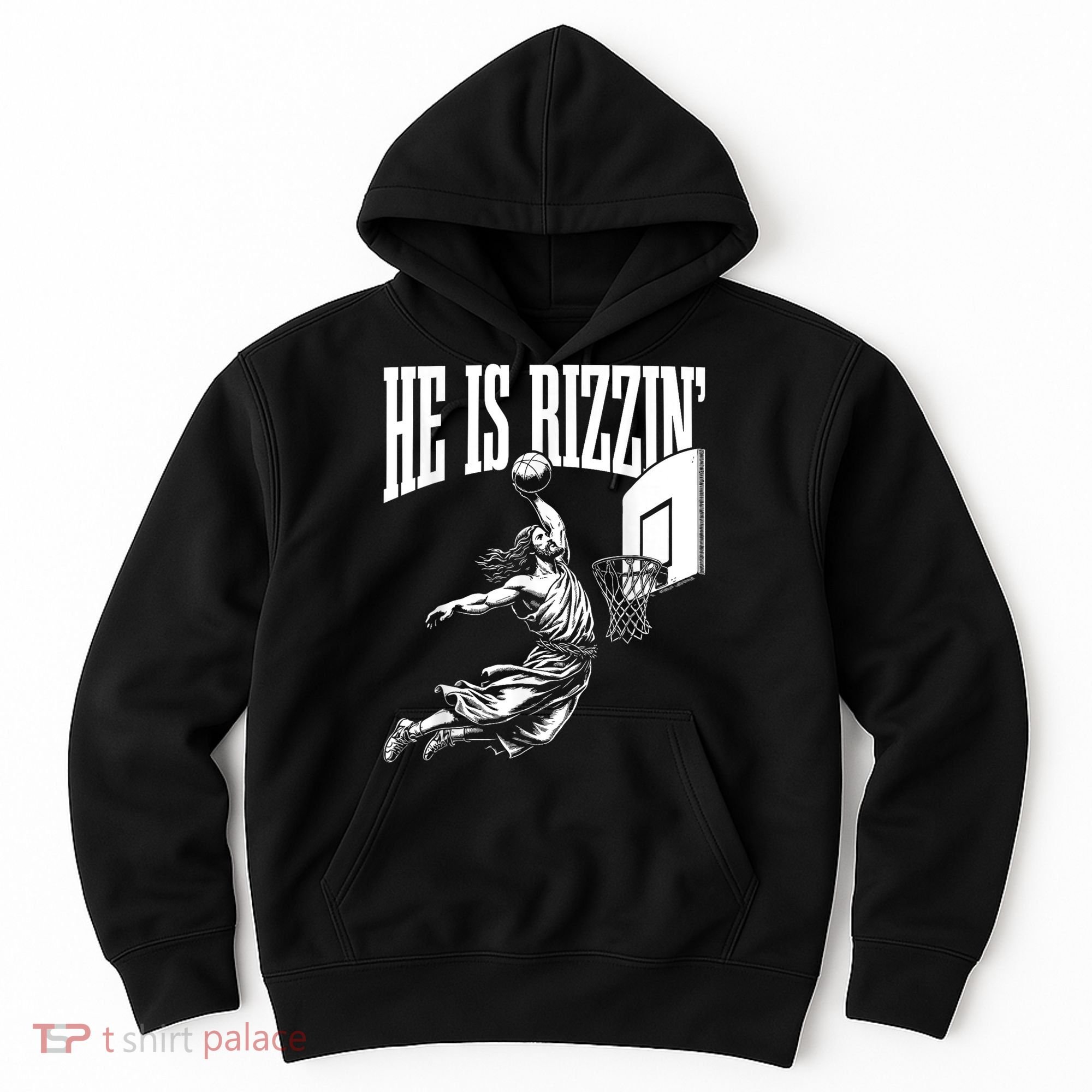 He Is Rizzin Funny Jesus Basketball Meme Hoodie
