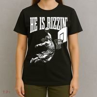 He Is Rizzin Funny Jesus Basketball Meme T-Shirt thumb 4