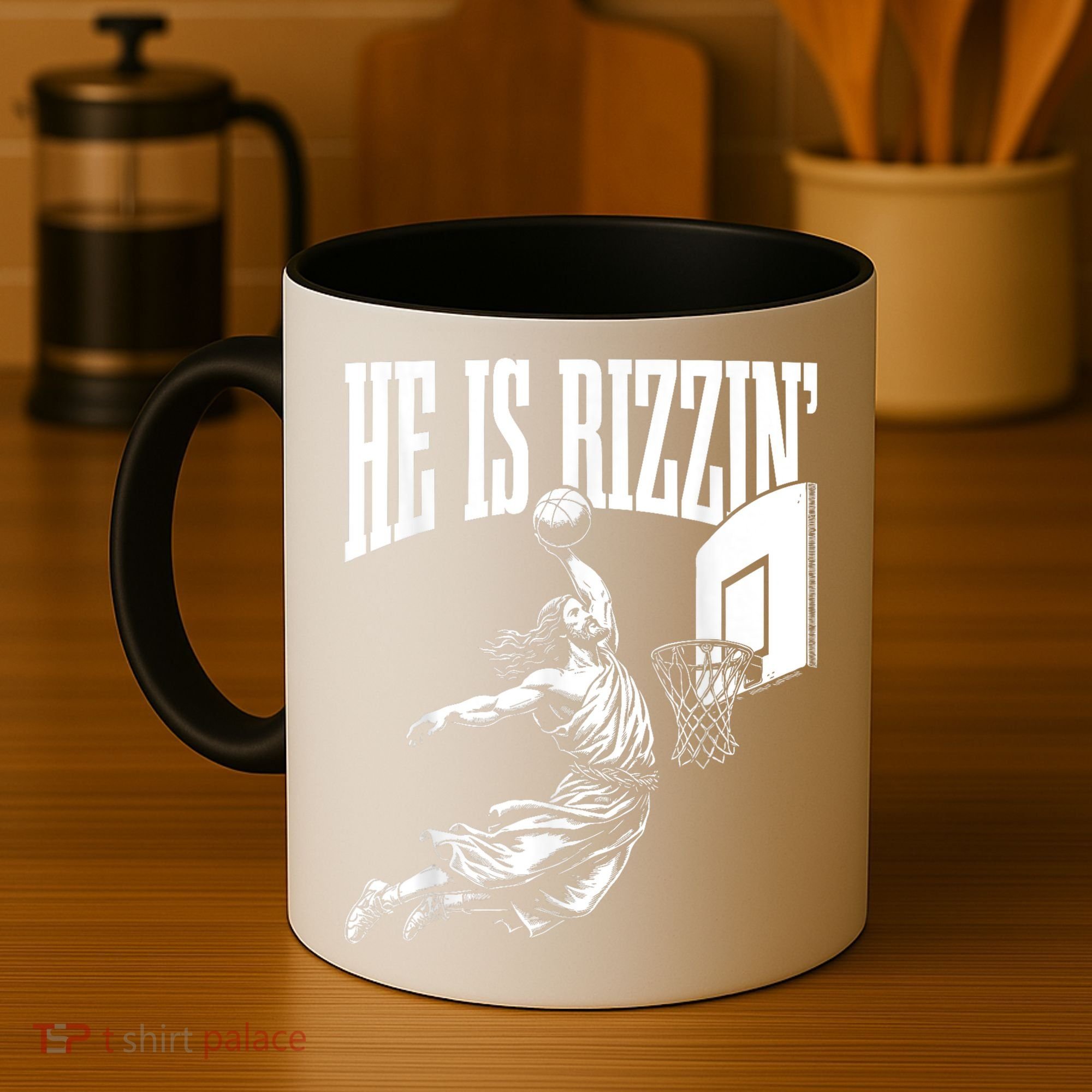 He Is Rizzin Funny Jesus Basketball Meme Coffee Mug