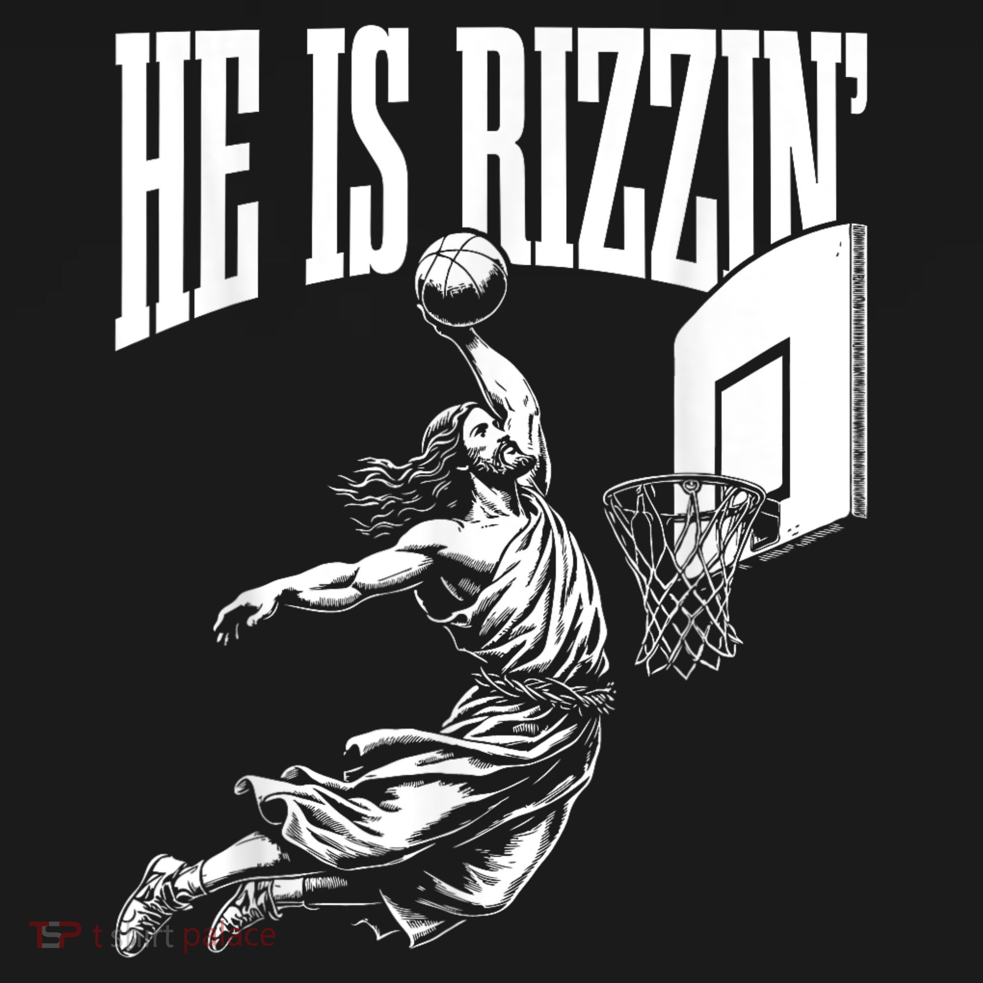 He Is Rizzin Funny Jesus Basketball Meme Women's Hoodie