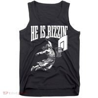 He Is Rizzin Funny Jesus Basketball Meme Tank Top thumb 0