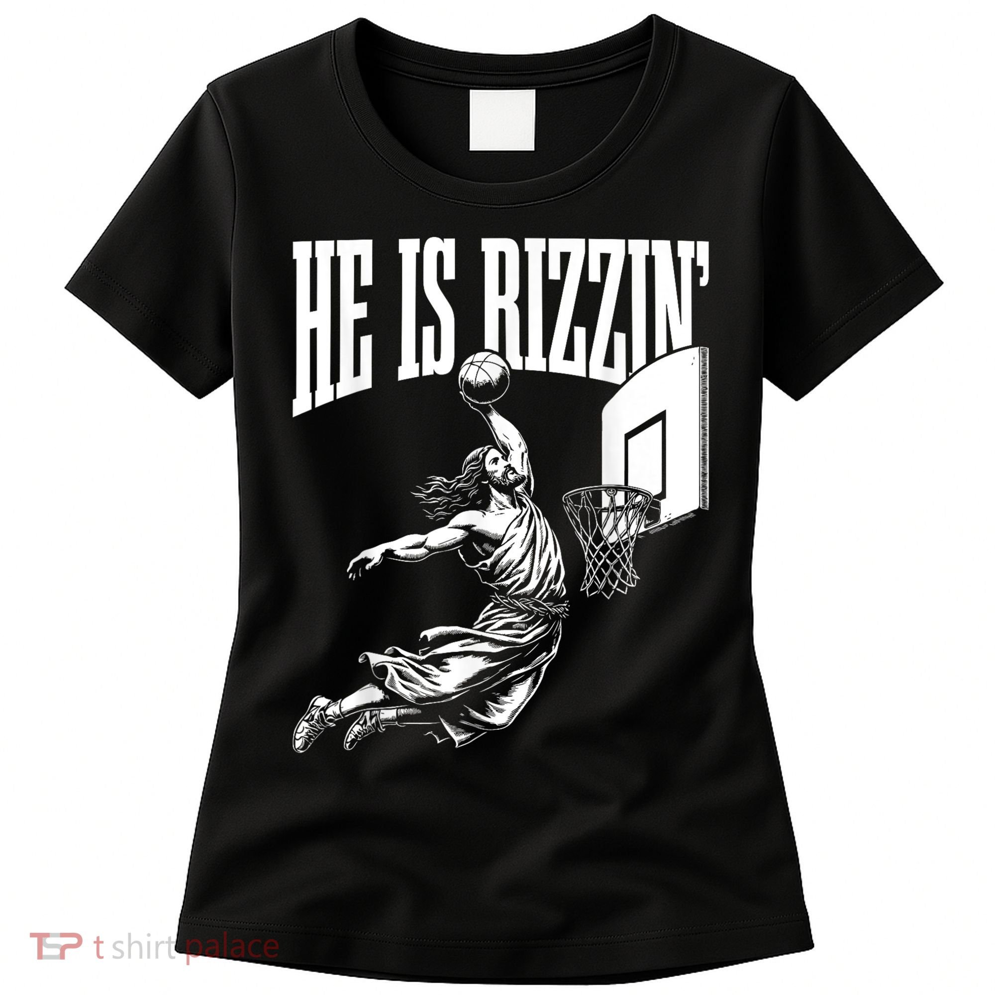 He Is Rizzin Funny Jesus Basketball Meme Women's T-Shirt