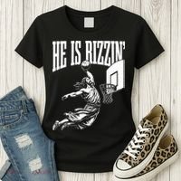 He Is Rizzin Funny Jesus Basketball Meme Women's T-Shirt thumb 3